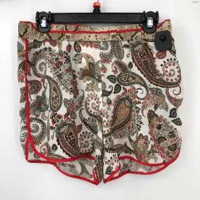 TWP White Red Olive Multi Silk Paisley Size MEDIUM Shorts