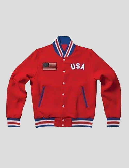 USA flag varsity aviator coat