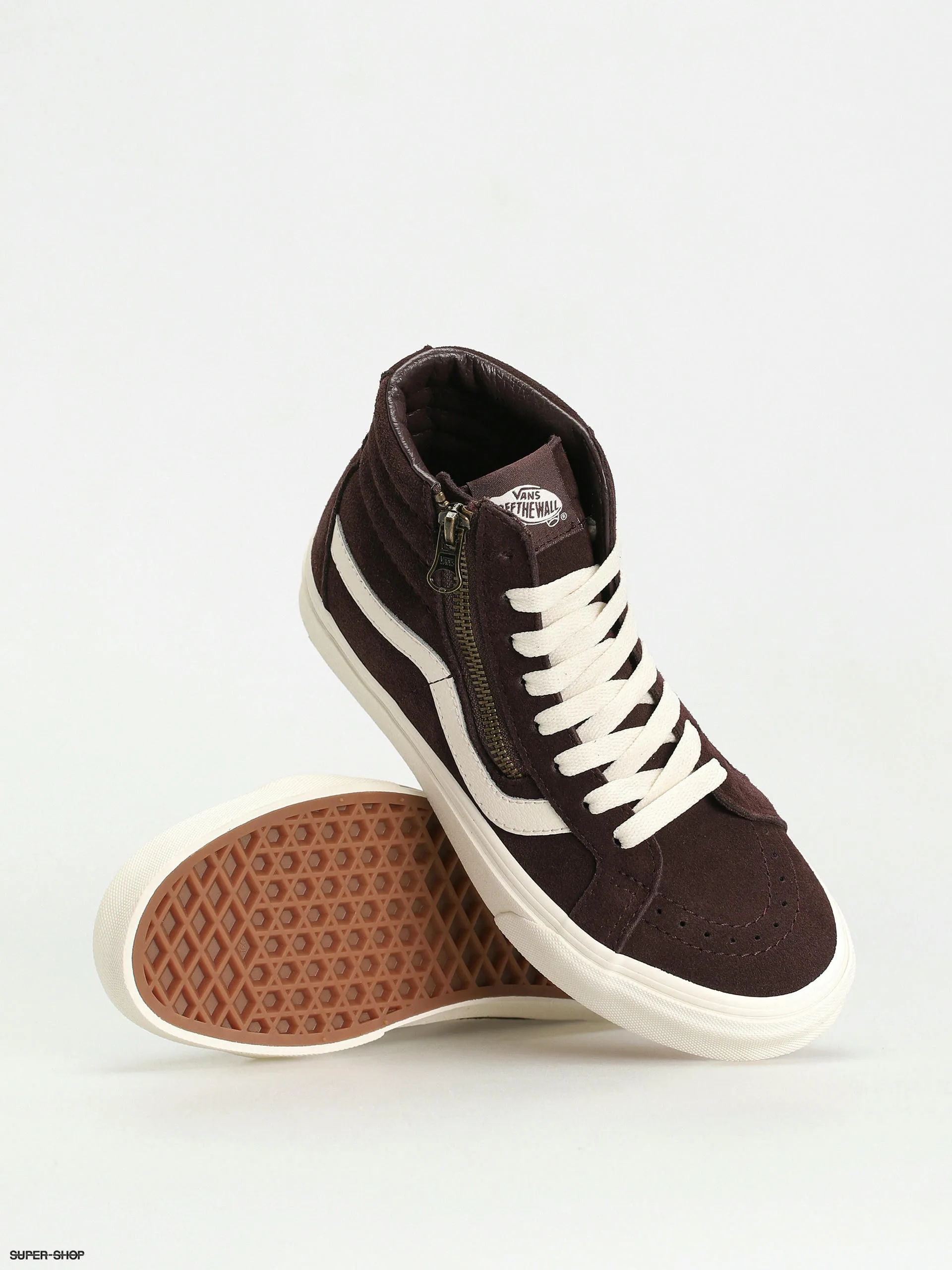 Vans Sk8 Hi Reissue Side Zip Shoes in Cozy Hug Dark Brown