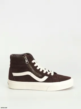 Vans Sk8 Hi Reissue Side Zip Shoes in Cozy Hug Dark Brown