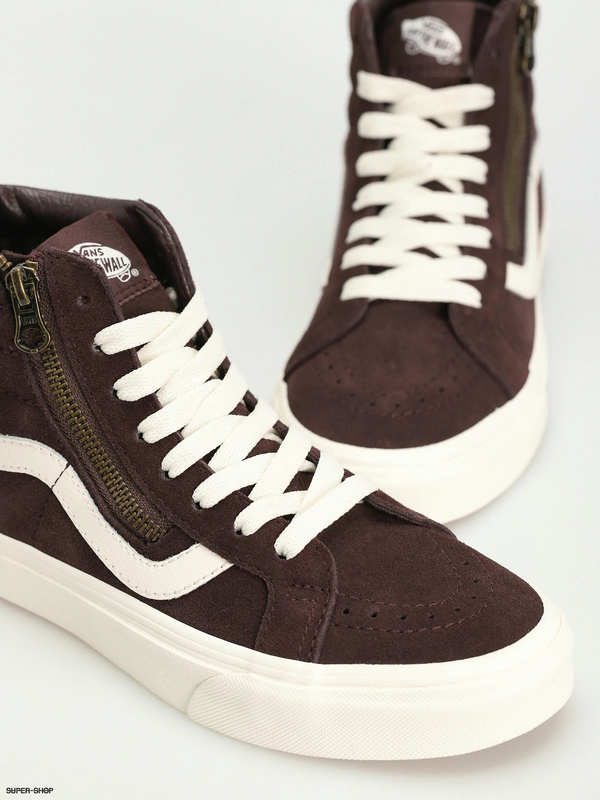 Vans Sk8 Hi Reissue Side Zip Shoes in Cozy Hug Dark Brown