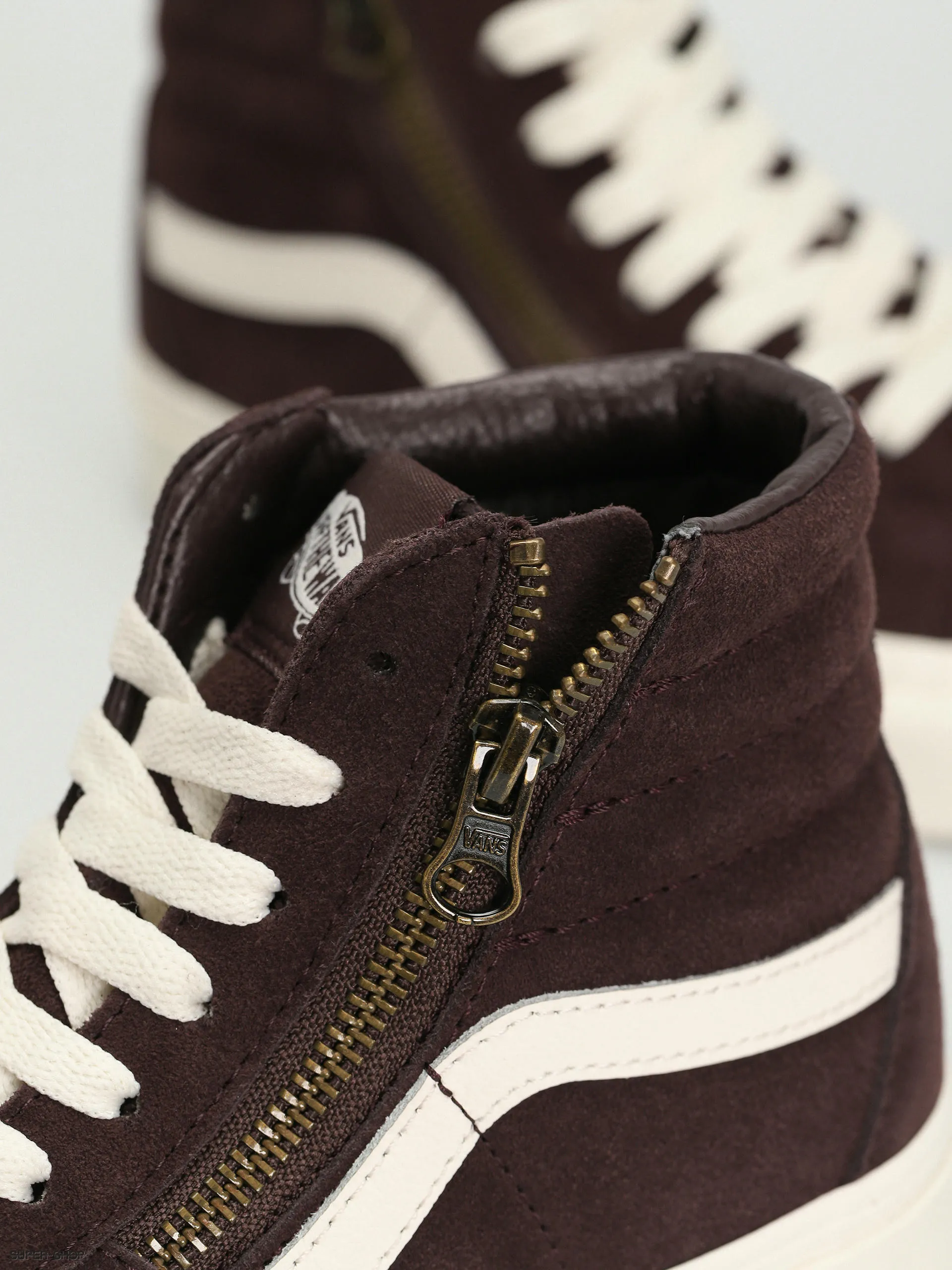 Vans Sk8 Hi Reissue Side Zip Shoes in Cozy Hug Dark Brown