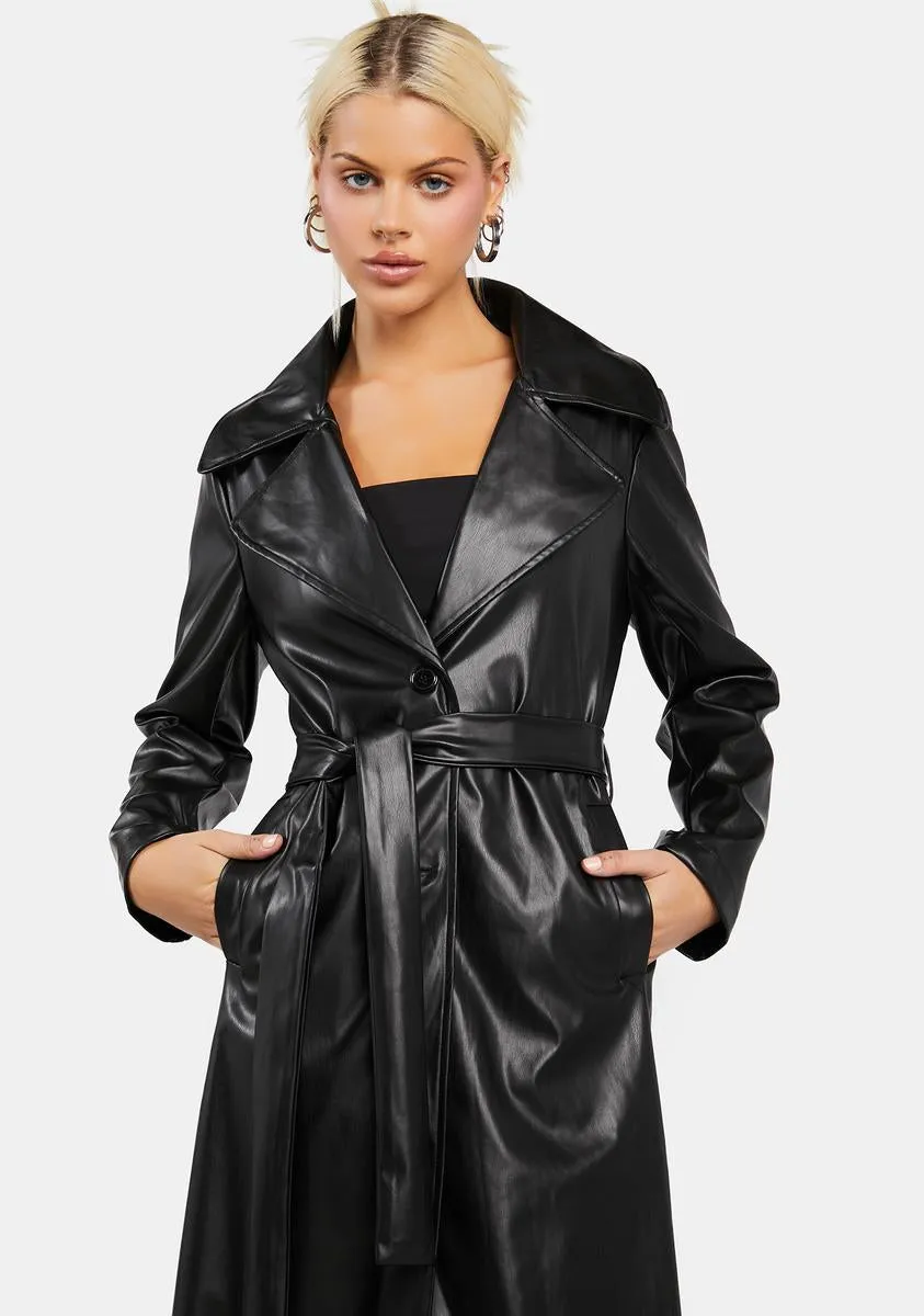 Vegan Leather Trench Coat without Lockdown