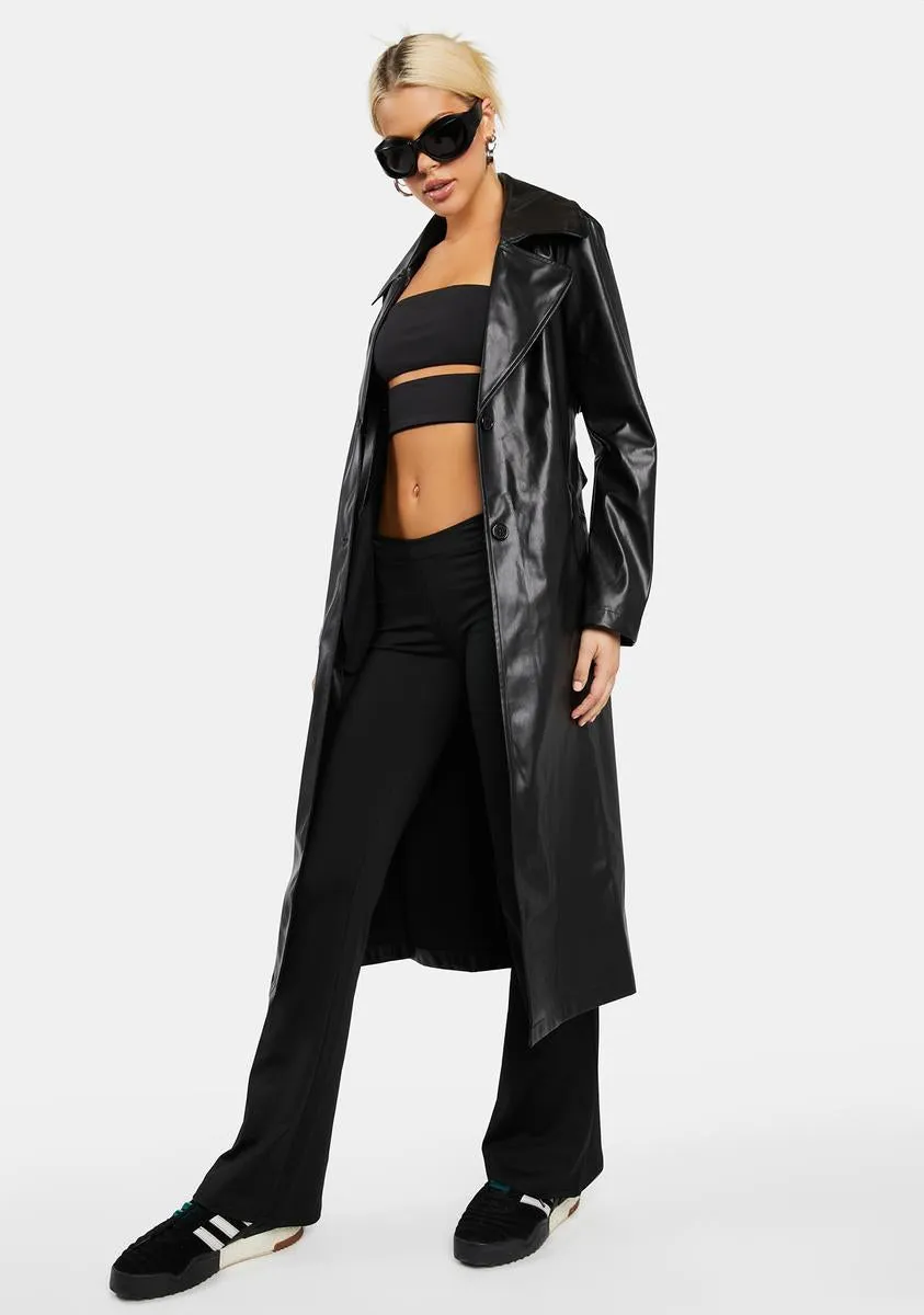 Vegan Leather Trench Coat without Lockdown