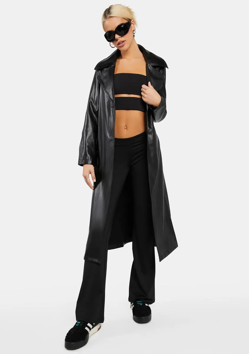 Vegan Leather Trench Coat without Lockdown