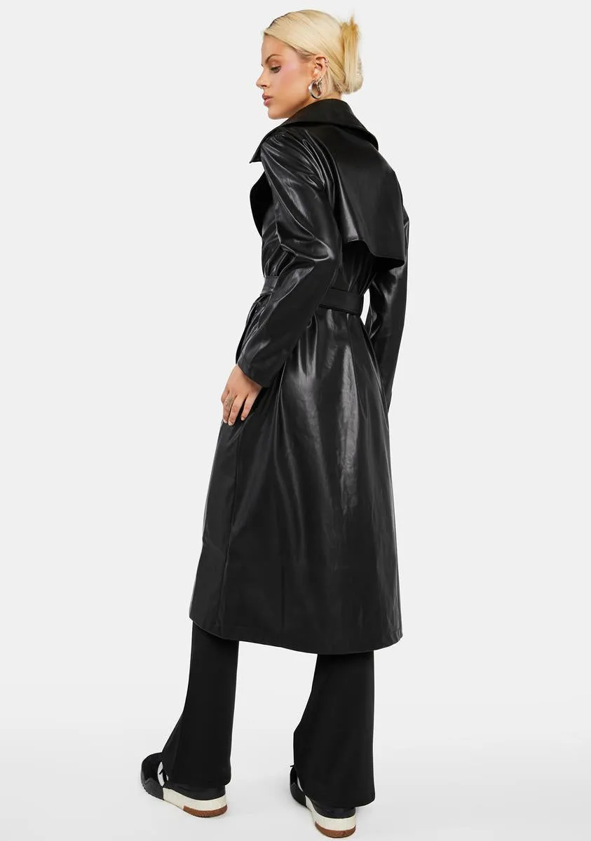 Vegan Leather Trench Coat without Lockdown