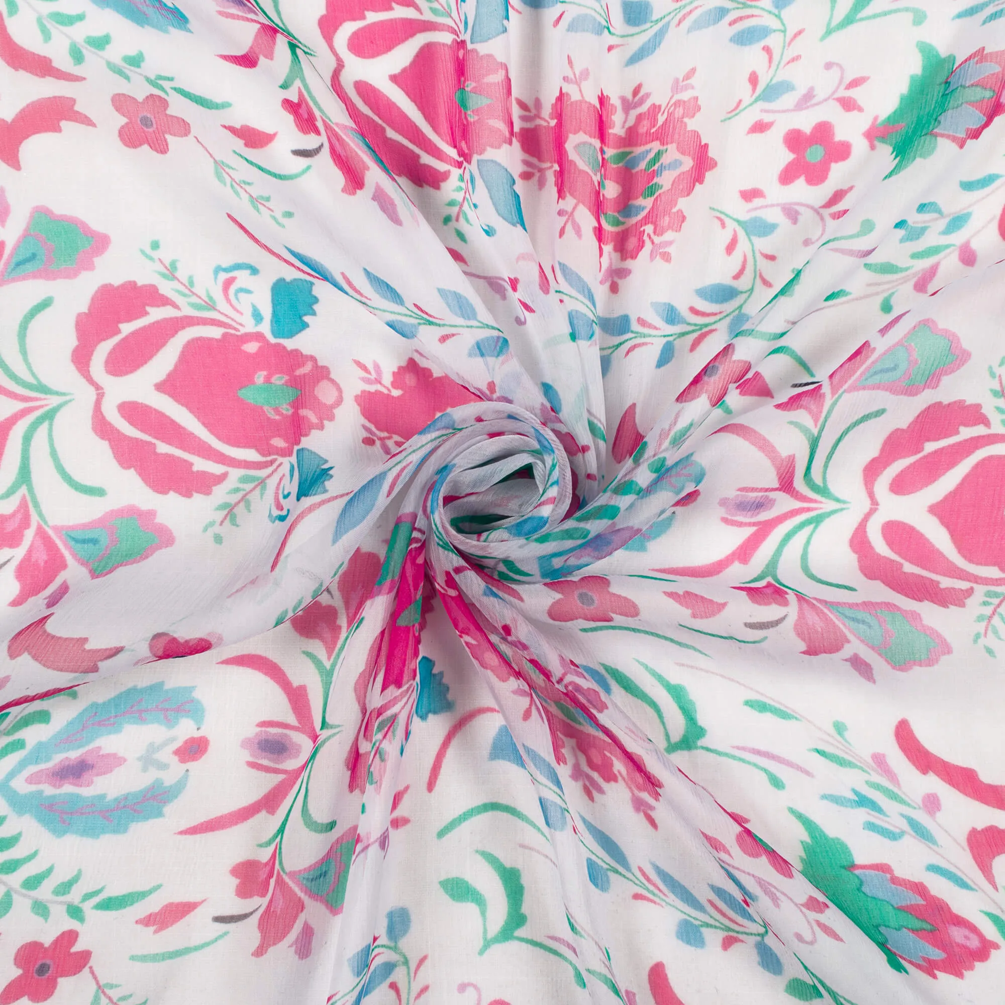 Vintage Floral Print Bemberg Chiffon Fabric