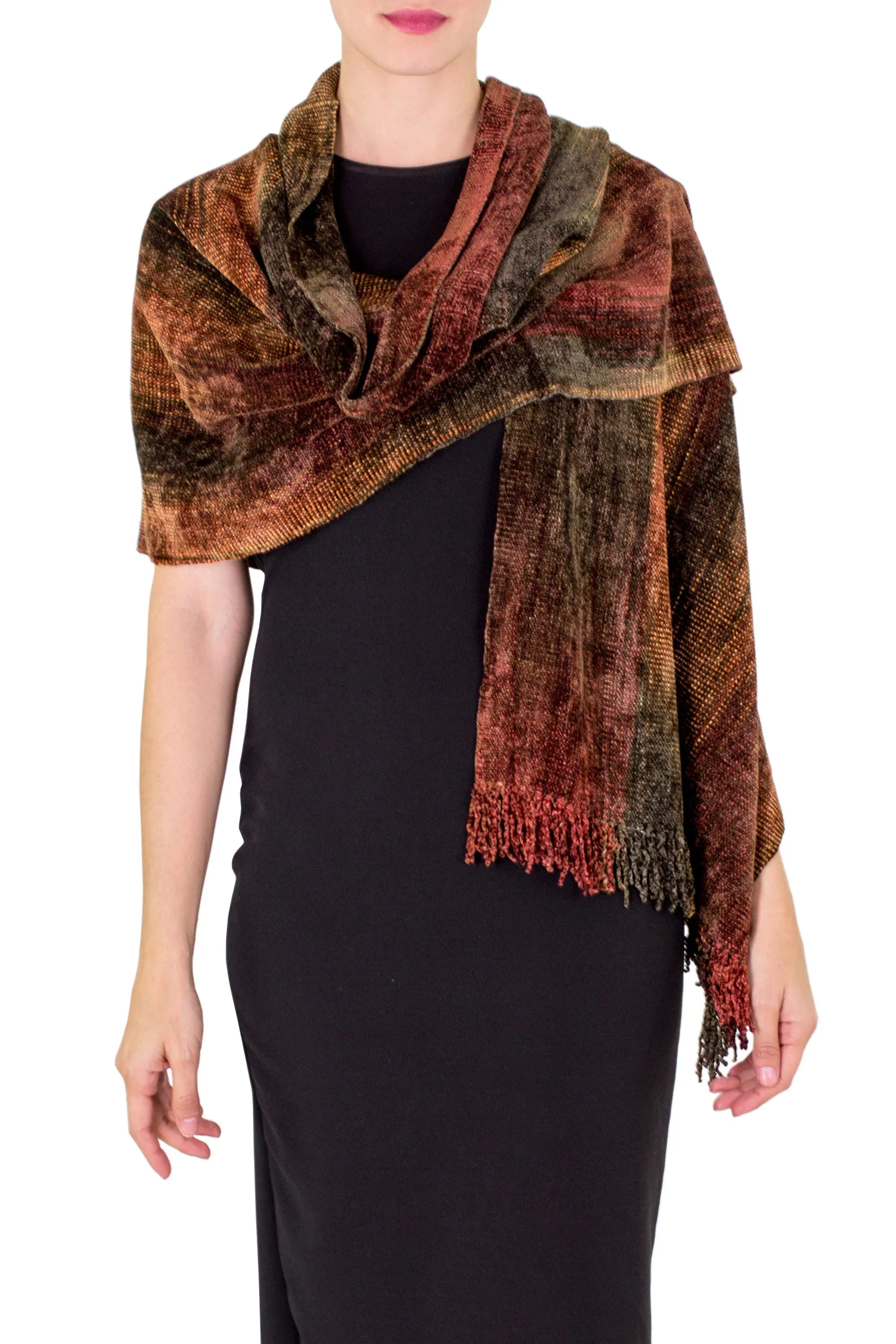 Volcano Land Chenille Shawl made of Bamboo Rayon