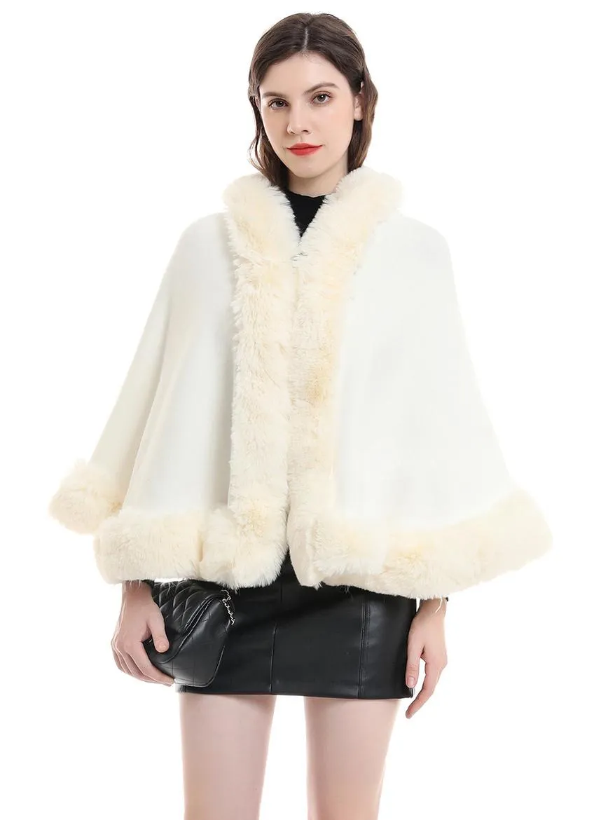 Bridal Winter Cape Faux Fur Shawl for Weddings