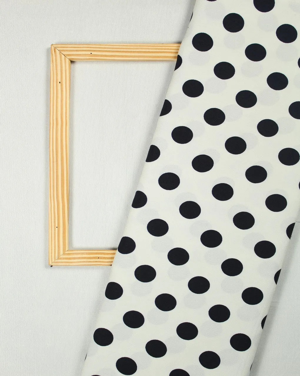 Navy Blue Polka Dot Polyester Crepe Fabric