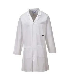 White Cotton Workwear Coat by Portwest for Men