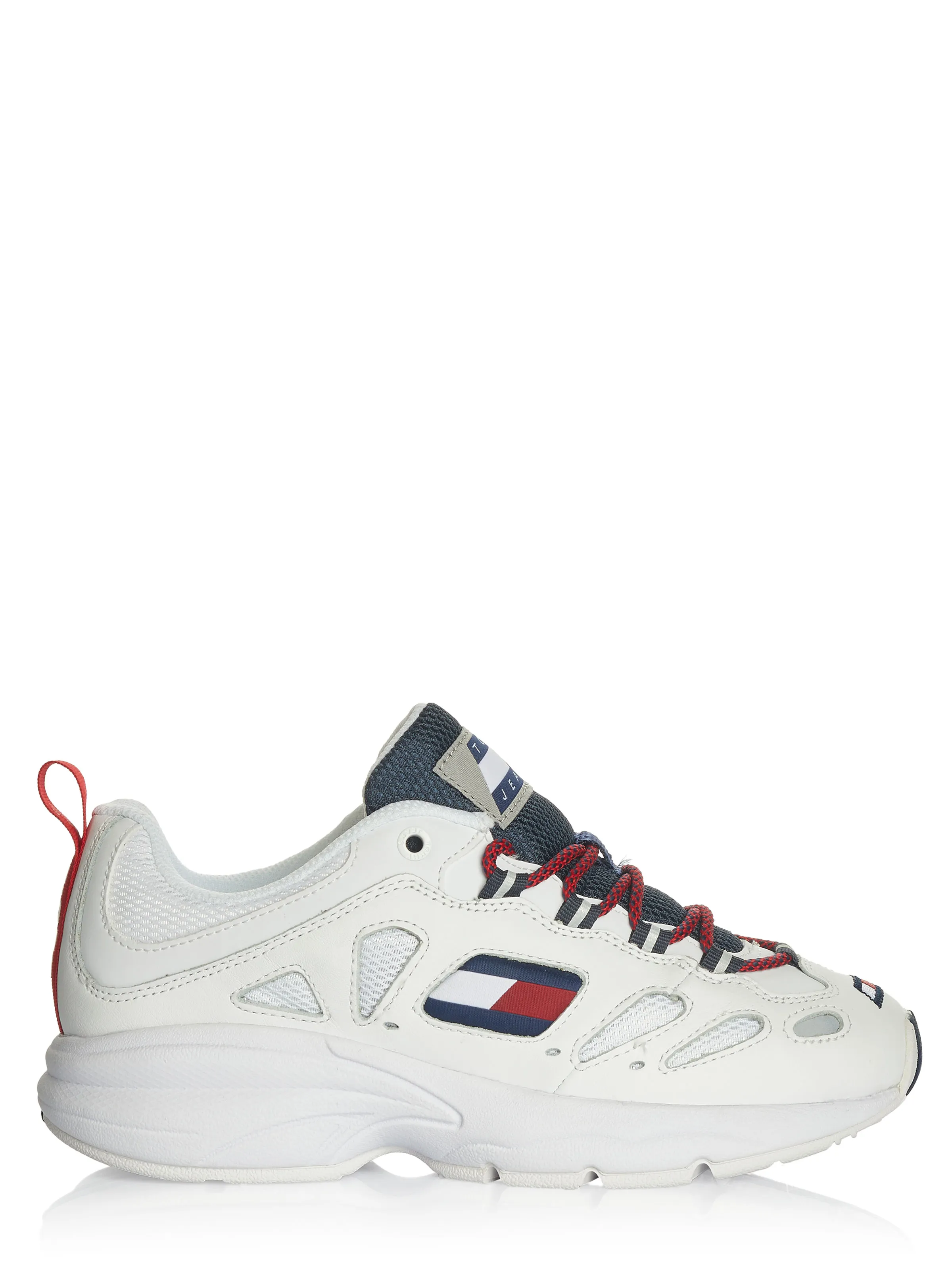 White Tommy Hilfiger denim shoes.