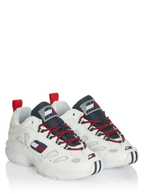 White Tommy Hilfiger denim shoes.