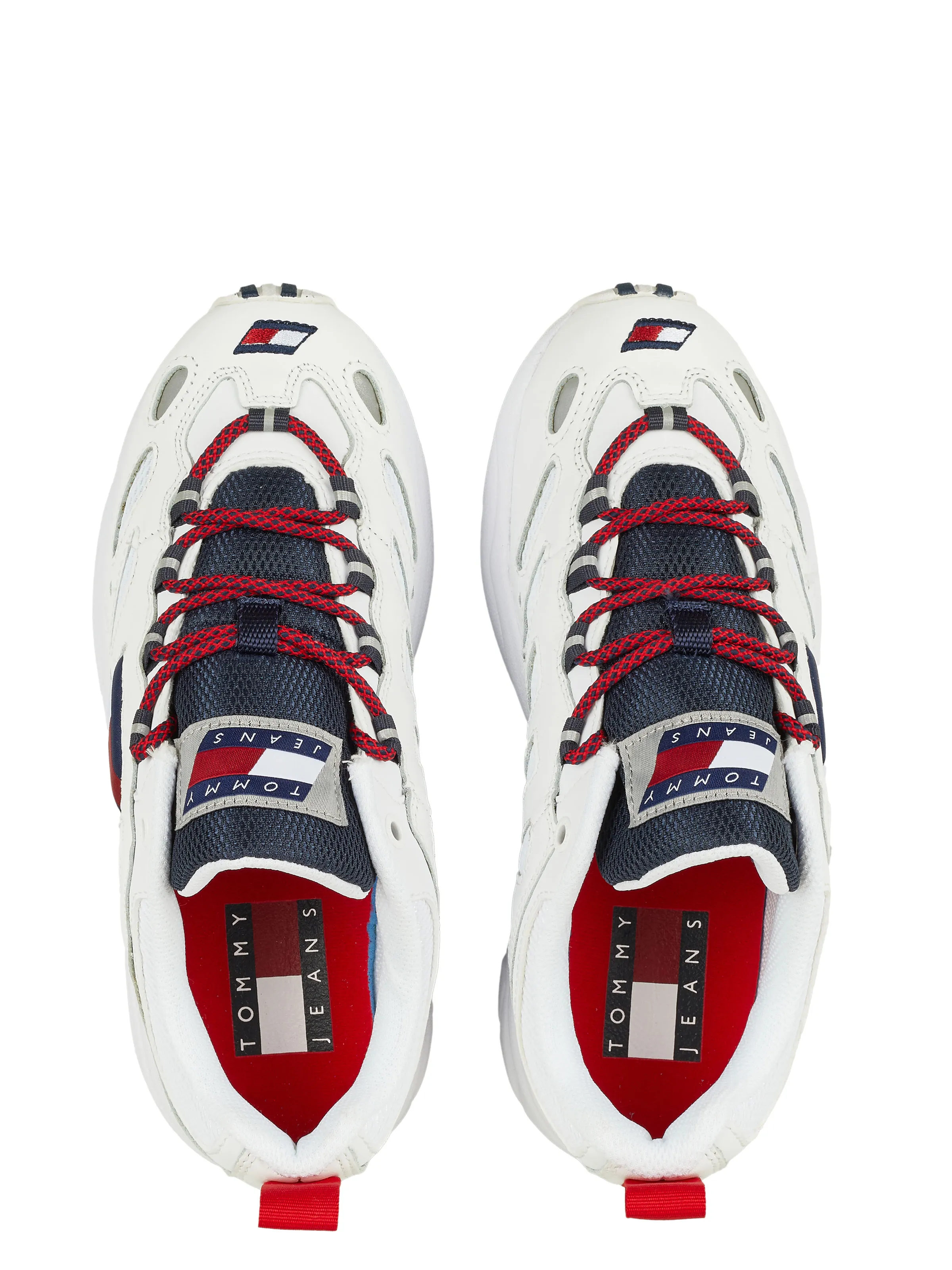 White Tommy Hilfiger denim shoes.