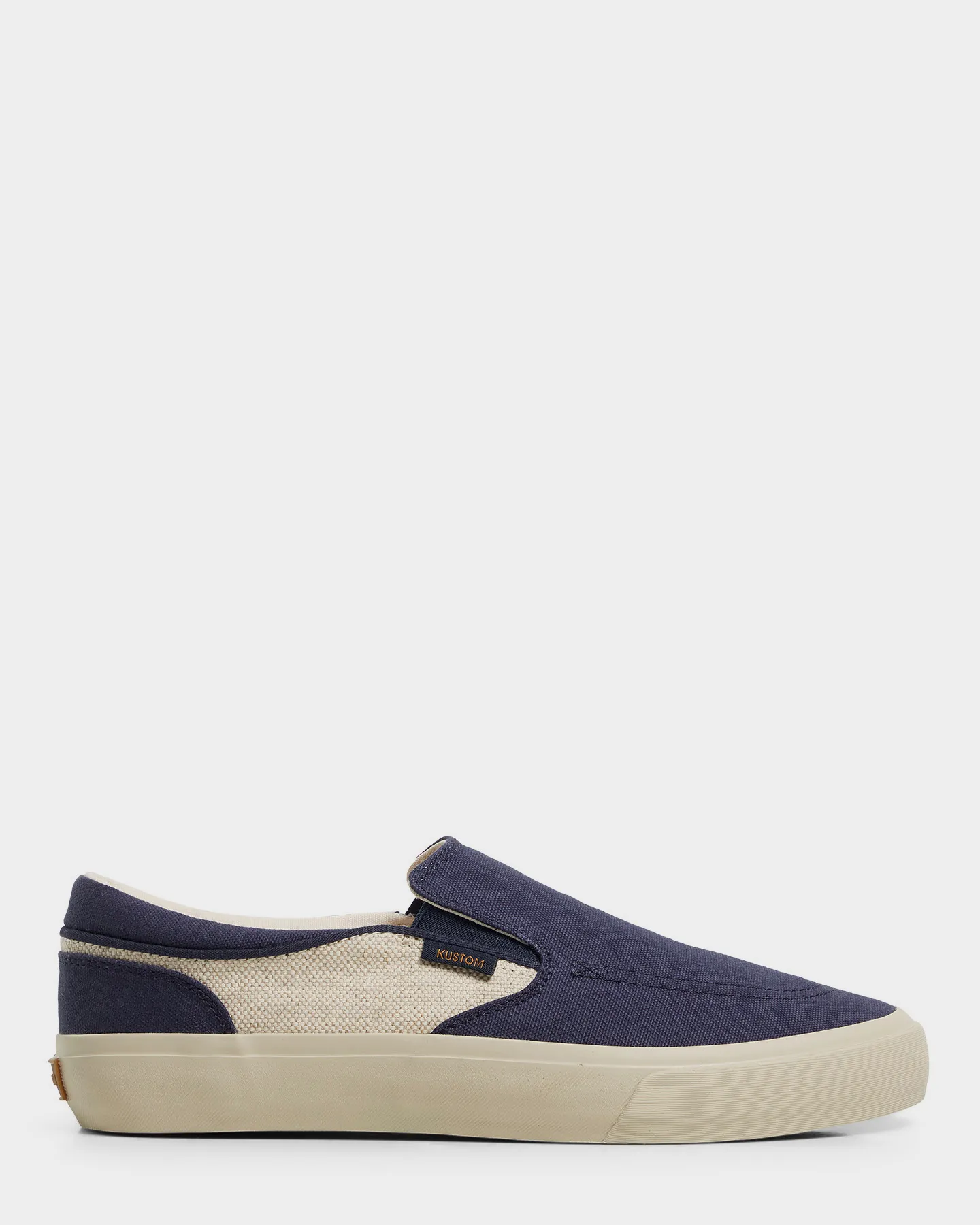 Wide Hemp Navy Slip On Sneaker by Kustom