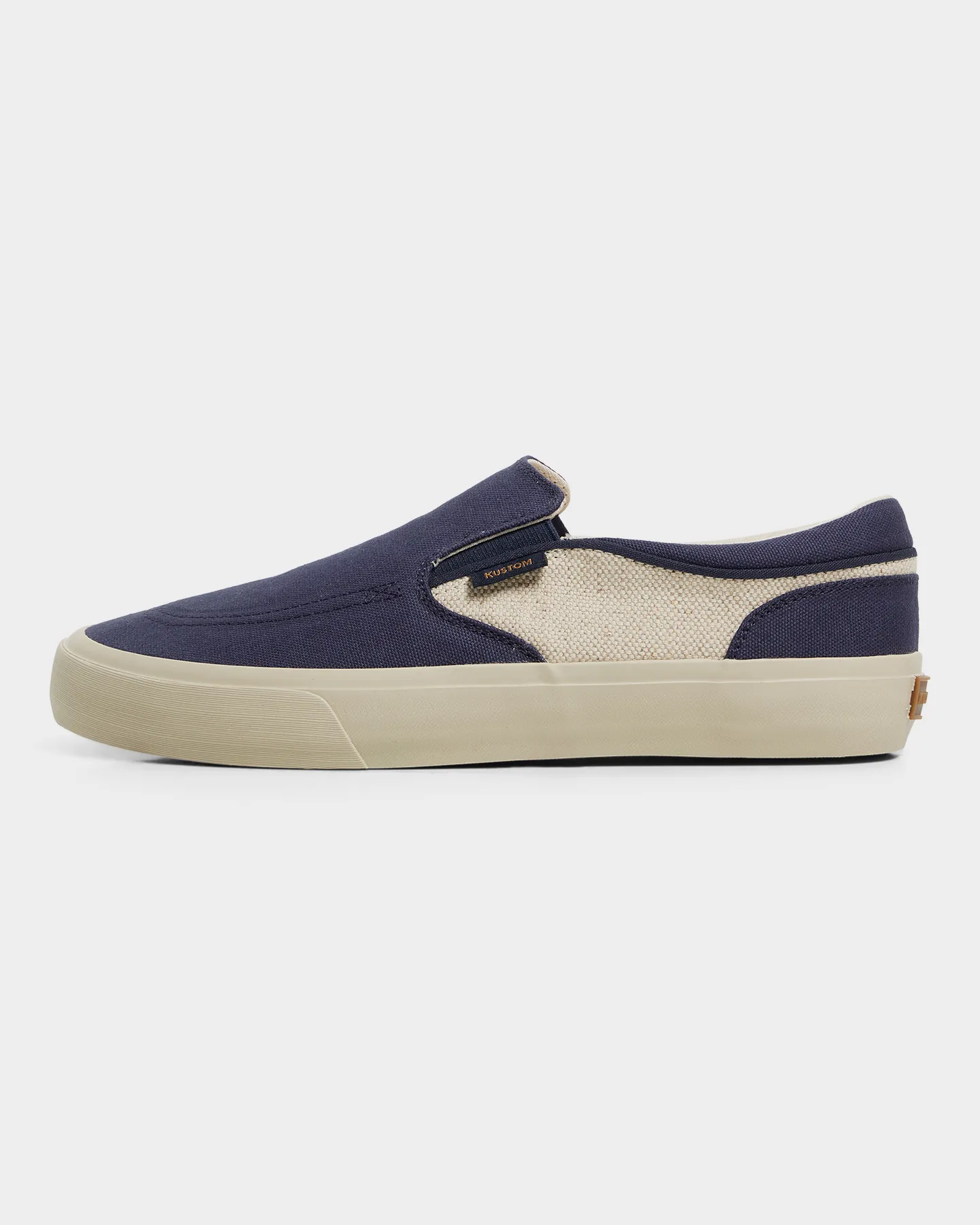 Wide Hemp Navy Slip On Sneaker by Kustom