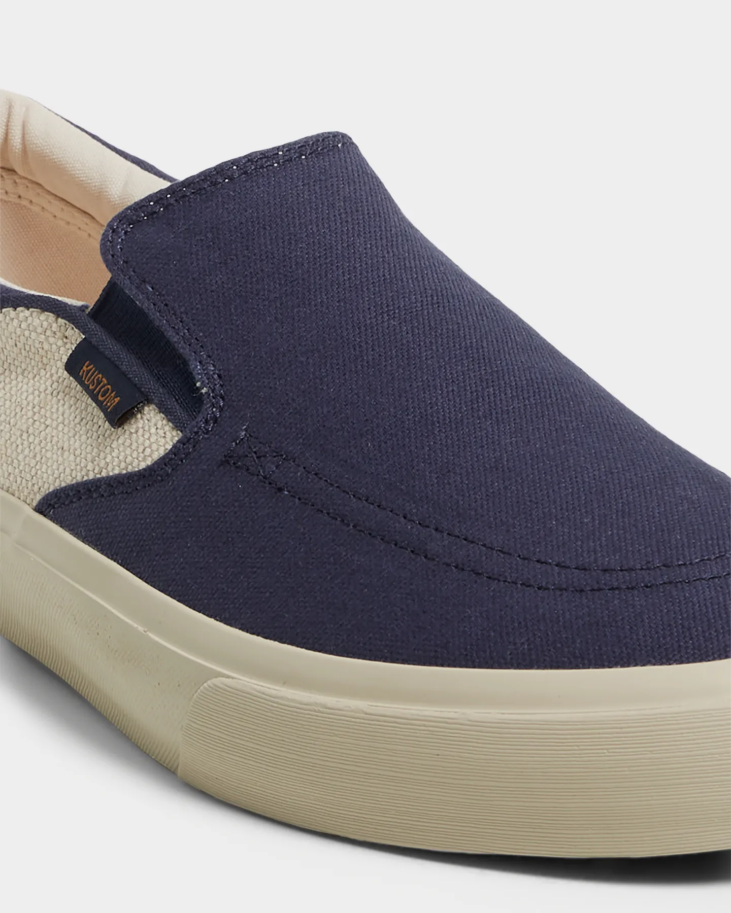 Wide Hemp Navy Slip On Sneaker by Kustom