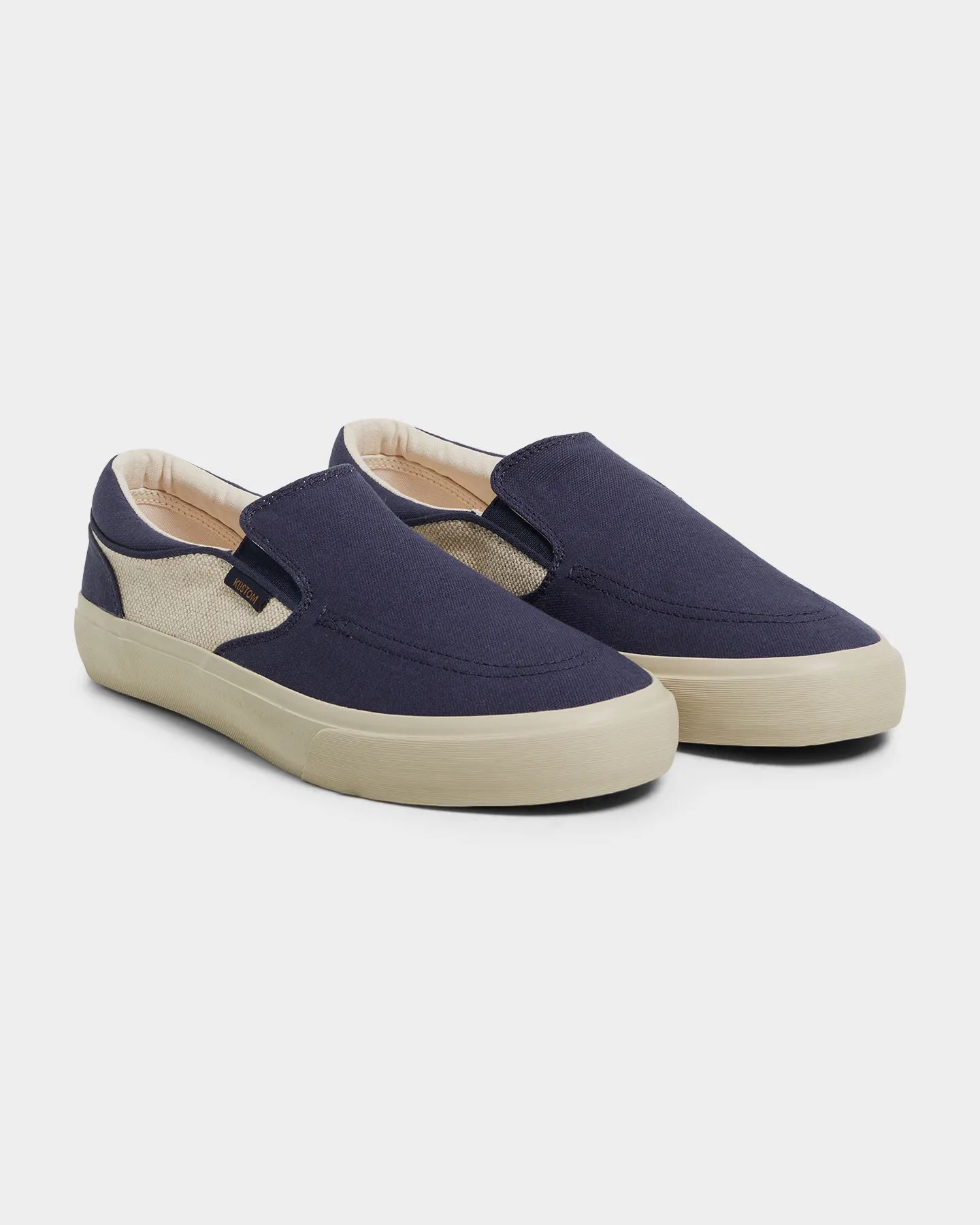 Wide Hemp Navy Slip On Sneaker by Kustom