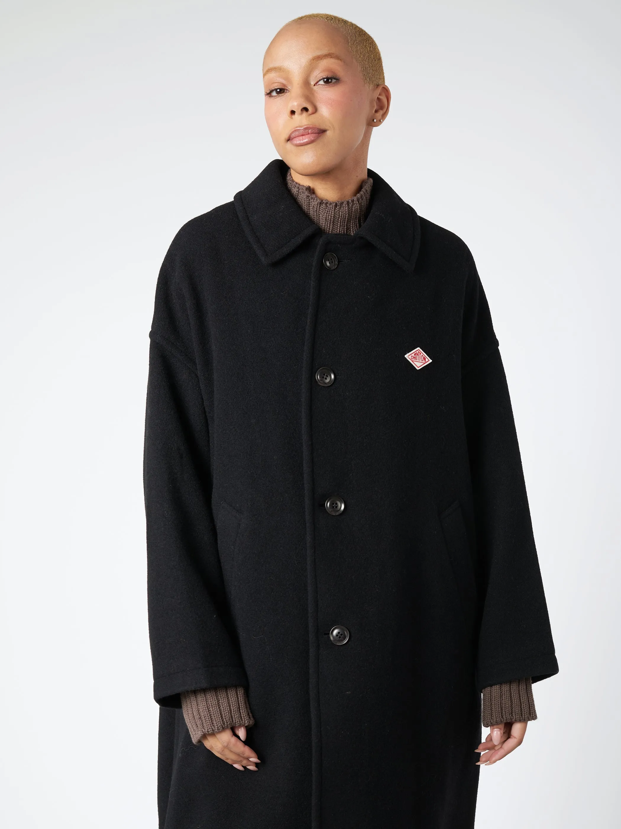 Wool Long Coat for Women with Light Pile