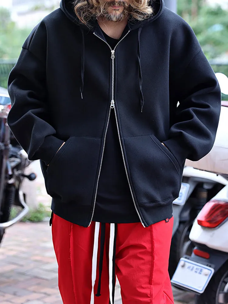 Zip Up Hoodie Jacket in Solid Color